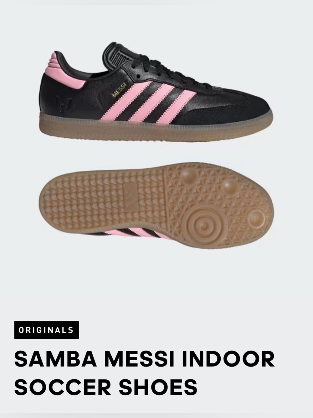 *NWOT* Adidas Samba Messi Indoor Soccer Shoes - Black & Pink Sz.10